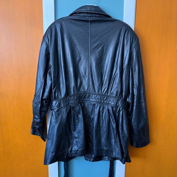Lane Bryant Black Leather Jacket Belted Womens Size 22/24 Short MOTO Biker - Picture 10 of 16